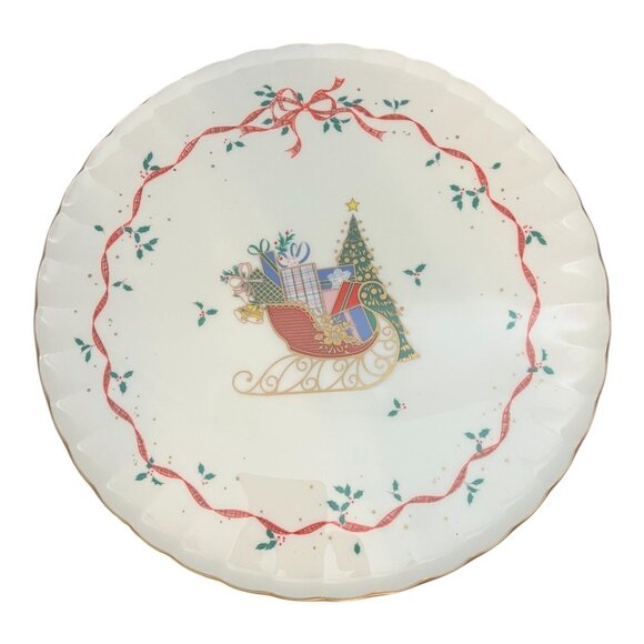 Mikasa Christmas Cheer Bone China Cake Platter FX033 Made In Japan - Picture 1 of 4